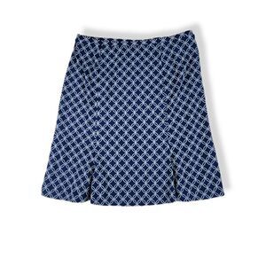 Express Blue and White geometric Print A-line Skirt Small